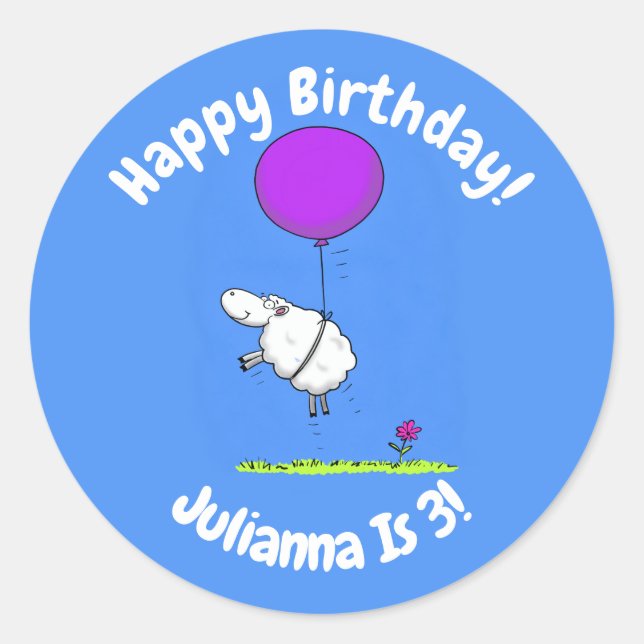 Sticker Rond Illustration de l'humour en ballons de mouton mign (Devant)