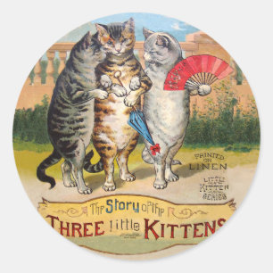Sticker Rond Illustration de l'oie des trois petits chatons