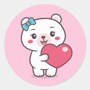 Sticker Rond Illustration de l'ours en peluche
