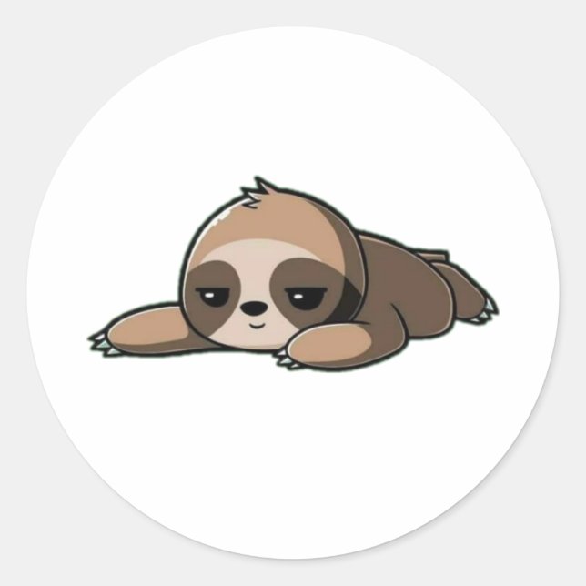 Sticker Rond Illustration de l'ours paresseux (Devant)