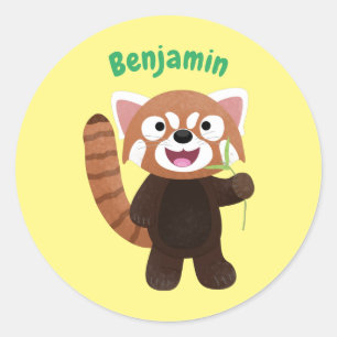 Sticker Rond Illustration de panda rouge mignon