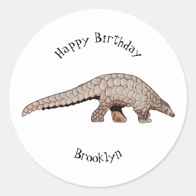 Sticker Rond Illustration de Pangolin (Devant)