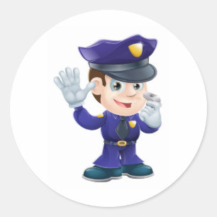 Sticker Rond Illustration de personnage policier
