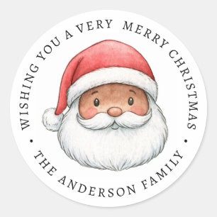 Sticker Rond Illustration de petit Père Noël mignon Joyeux Noël