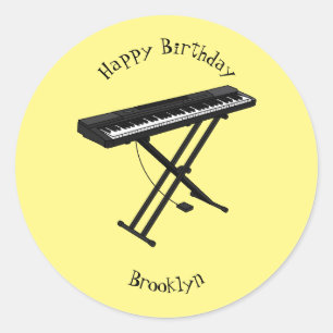 Sticker Rond Illustration de piano clavier