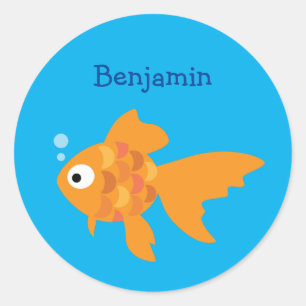 Sticker Rond Illustration de poisson d'or convivial