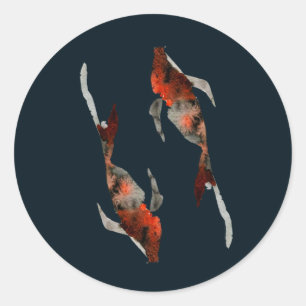 Sticker Rond Illustration de poisson koi aquarelle