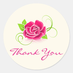 Sticker Rond Illustration de rose Merci