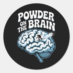 Sticker Rond Illustration de skieur rétro Powder On The Brain S