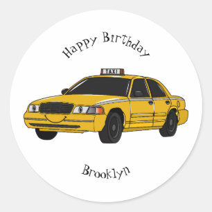 Sticker Rond Illustration de taxi