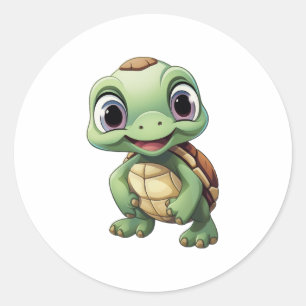 Sticker Rond Illustration de tortue de dessin Copier