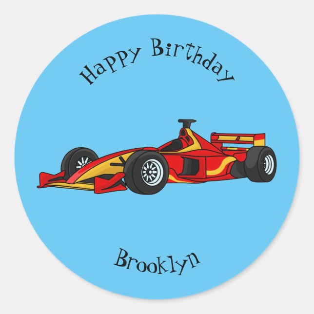 Sticker Rond Illustration de voitures de course à grande vitess (Devant)