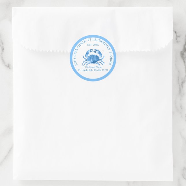 Sticker Rond Illustration des aquarelles de crabe bleu (Sac)