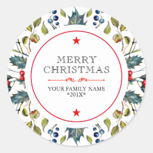 Sticker Rond Illustration des couleurs de Noël