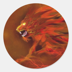 Sticker Rond Illustration des flammes artistiques des lions de 