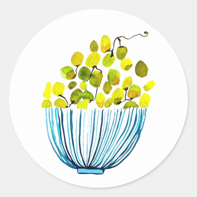 Sticker Rond Illustration des fruits de l'aquarelle des raisins (Devant)