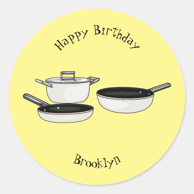 Sticker Rond Illustration des jeux de cuisine (Devant)