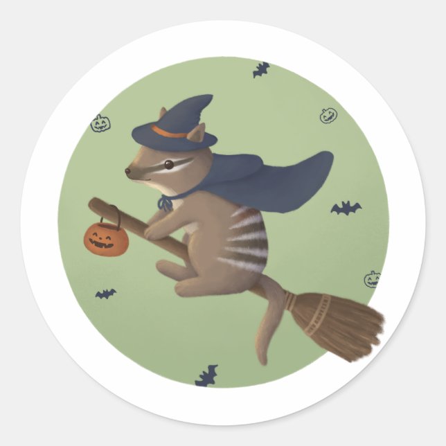 Sticker Rond Illustration d'Halloween : Numéro de l'Assistant (Devant)