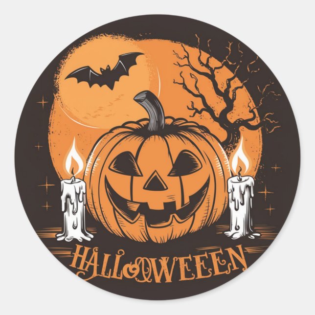 Sticker Rond Illustration d'Halloween vintage (Devant)