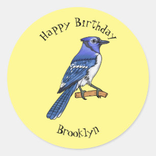 Sticker Rond Illustration d'oiseau de jay bleu