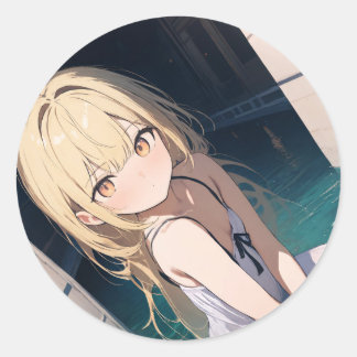 Sticker Rond Illustration Dreamy Anime