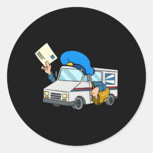 Sticker Rond Illustration du camion de service postal M