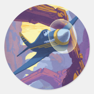 Sticker Rond Illustration du canyon Augerin