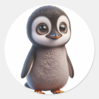 Sticker Rond Illustration du caractère adorable du pingouin - C