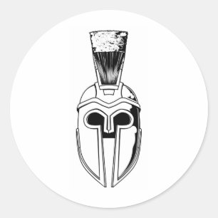 Sticker Rond Illustration du casque monochrome spartiate