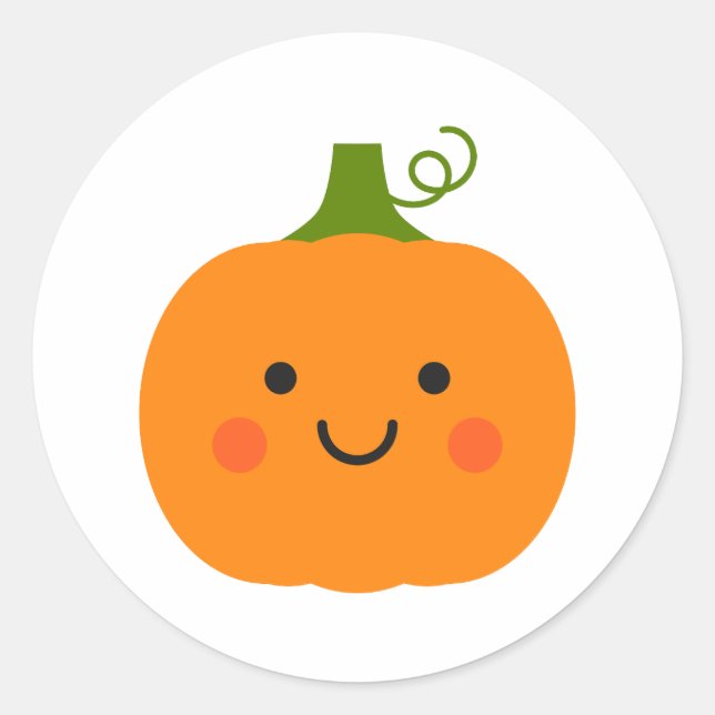 Sticker Rond Illustration du citrouille souriant mignon (Devant)