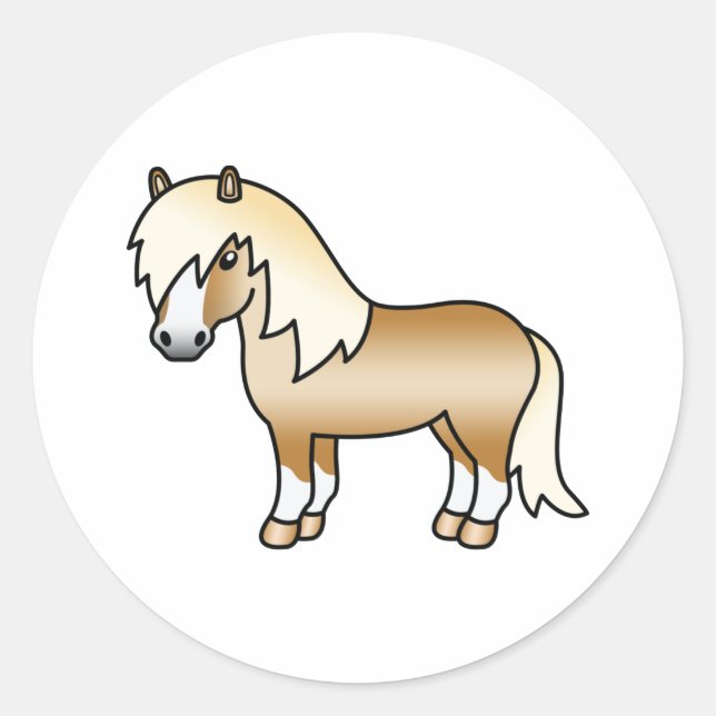 Sticker Rond Illustration du dessin animé Palomino Shetland Pon (Devant)