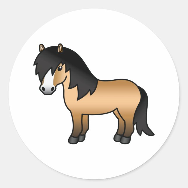 Sticker Rond Illustration du dessin animé Pony Cute de Buckskin (Devant)