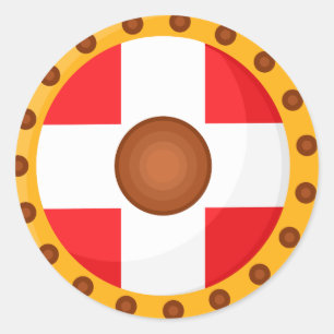 Sticker Rond Illustration du dessin animé Viking Shield