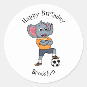 Sticker Rond Illustration du joueur de football éléphant