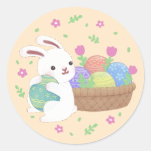 Sticker Rond Illustration du lapin de Pâques mignon
