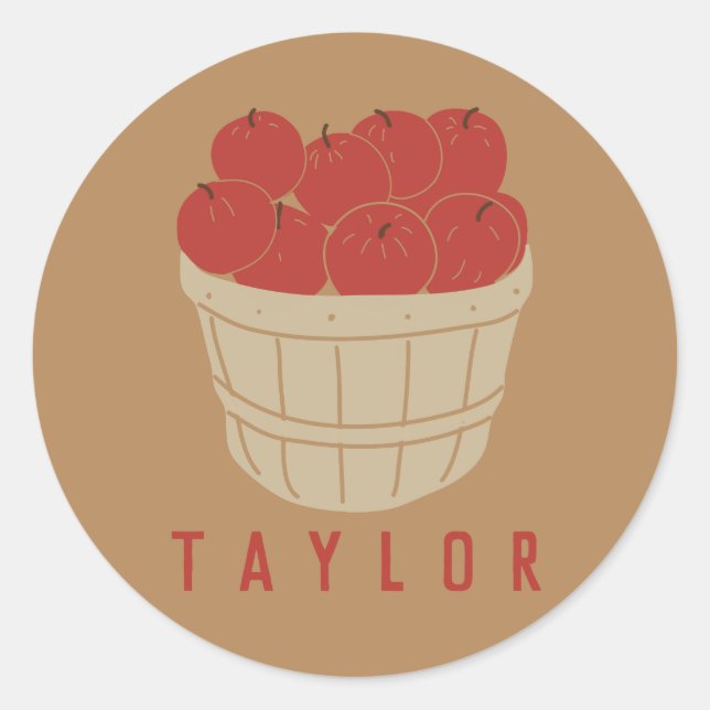 Sticker Rond Illustration du panier de pommes Bushel (Devant)