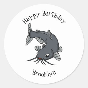 Sticker Rond Illustration du poisson-chat mignon