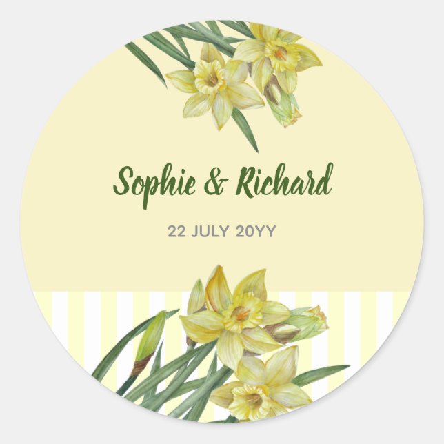 Sticker Rond Illustration du portrait des jonquilles d'aquarell (Devant)