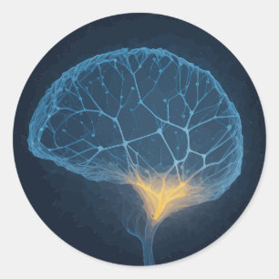 Sticker Rond Illustration du réseau cérébral avec des halos