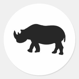 Sticker Rond illustration du rhinocéros noir