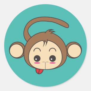 Sticker Rond Illustration du singe de Cute Kawaii