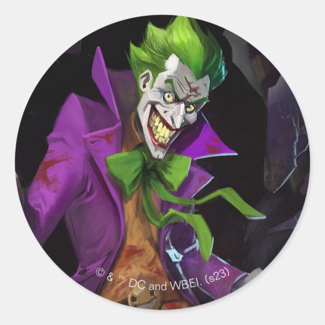 Sticker Rond Illustration d'un joker en crise infinie (Devant)
