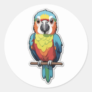 Sticker Rond Illustration d'un perroquet tropical coloré