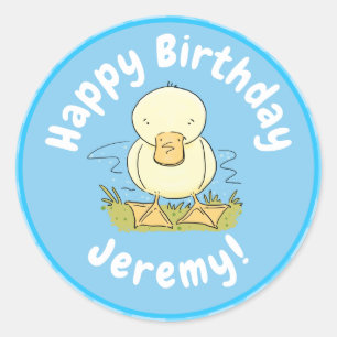 Sticker Rond Illustration d'une caricature de bébé canard jau