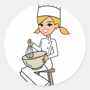 Sticker Rond Illustration d'une fille chef unique