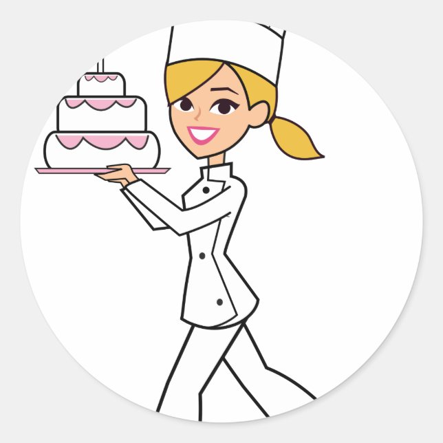 Sticker Rond Illustration d'une fille chef unique (Devant)