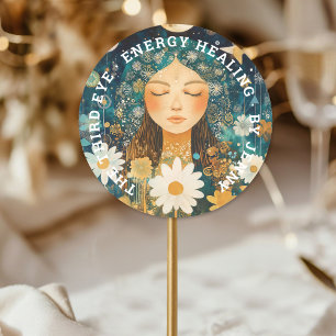 Sticker Rond Illustration femme énergie Heiler Reiki Spirituell