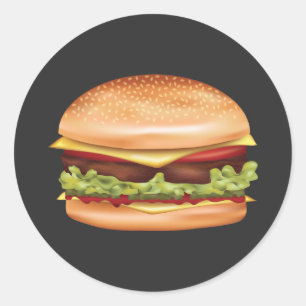 Sticker Rond Illustration Hamburger Fast Food
