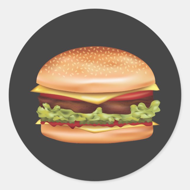 Sticker Rond Illustration Hamburger Fast Food (Devant)