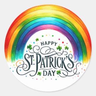 Sticker Rond Illustration Jour de la Saint Patrick Rainbow Sham